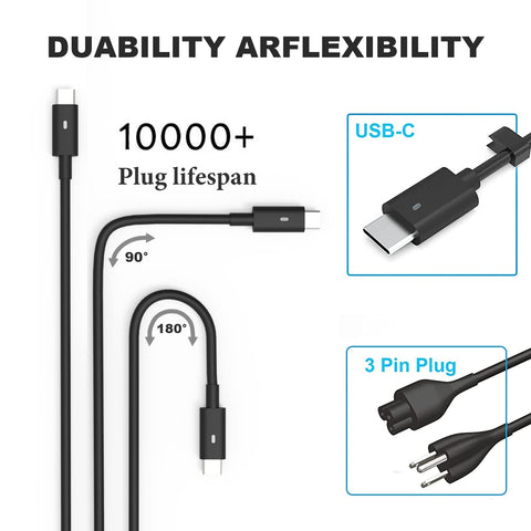 65w 45w USB-C Type C Laptop Charger Replacement for Dell Latitude 7275 7370 5420 5285 5290 5520 XPS 13 9250 9360 9365 9370 9380 9350 9550 Chromebook 3100 3400 5190 la65nm170 02YK0F Adapter Power Cord