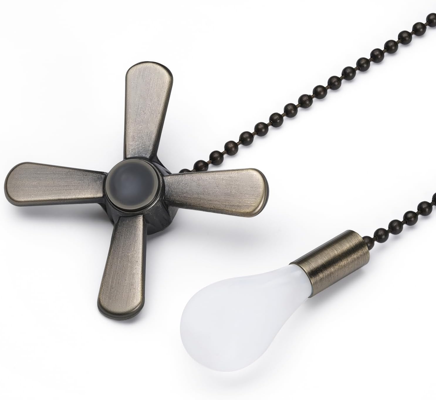 SmoTecQ Ultra Long Ceiling Fan Pull Chain Extender, Embedded with Decorative Frosted Glass Bulb and Fan Cord for 3mm Beaded Ceiling Fans and Light Fixtures (Bronze)