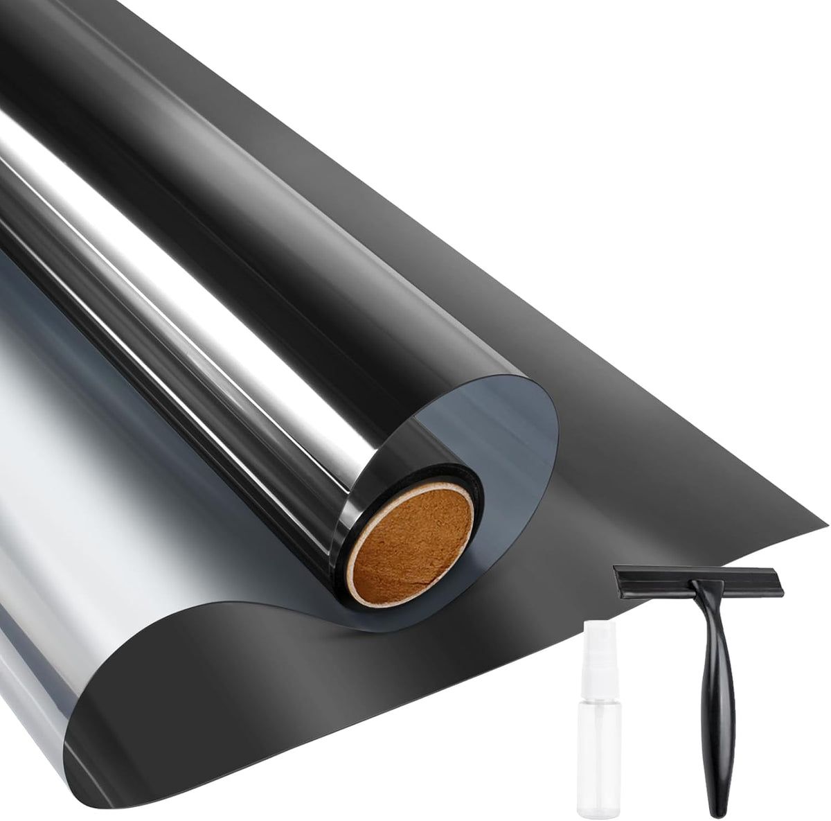 KESPEN Window Privacy Film One Way Static Cling Tint, Black, 17.5InX6.5Ft