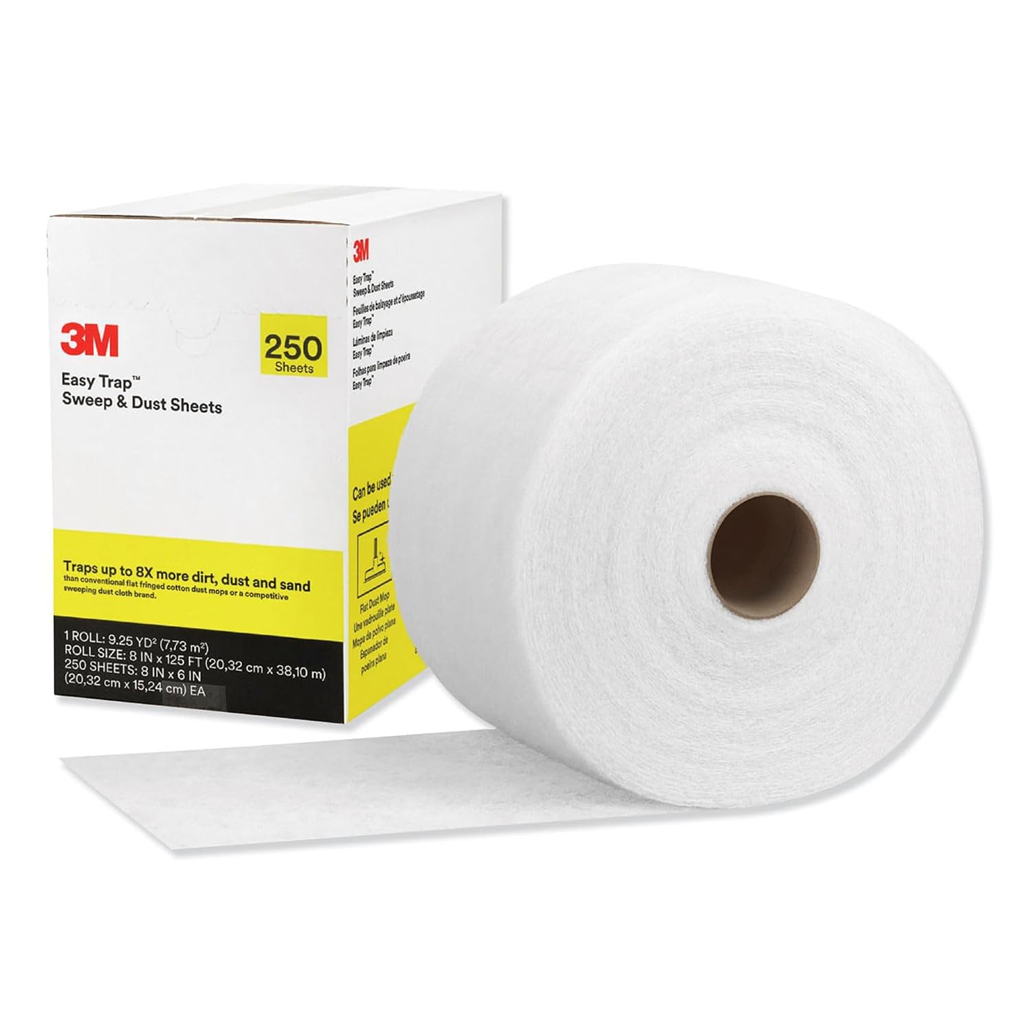 3M Easy Trap Sweep and Dust Sheets, 2 Rolls of 250, 5" x 6" Sheets