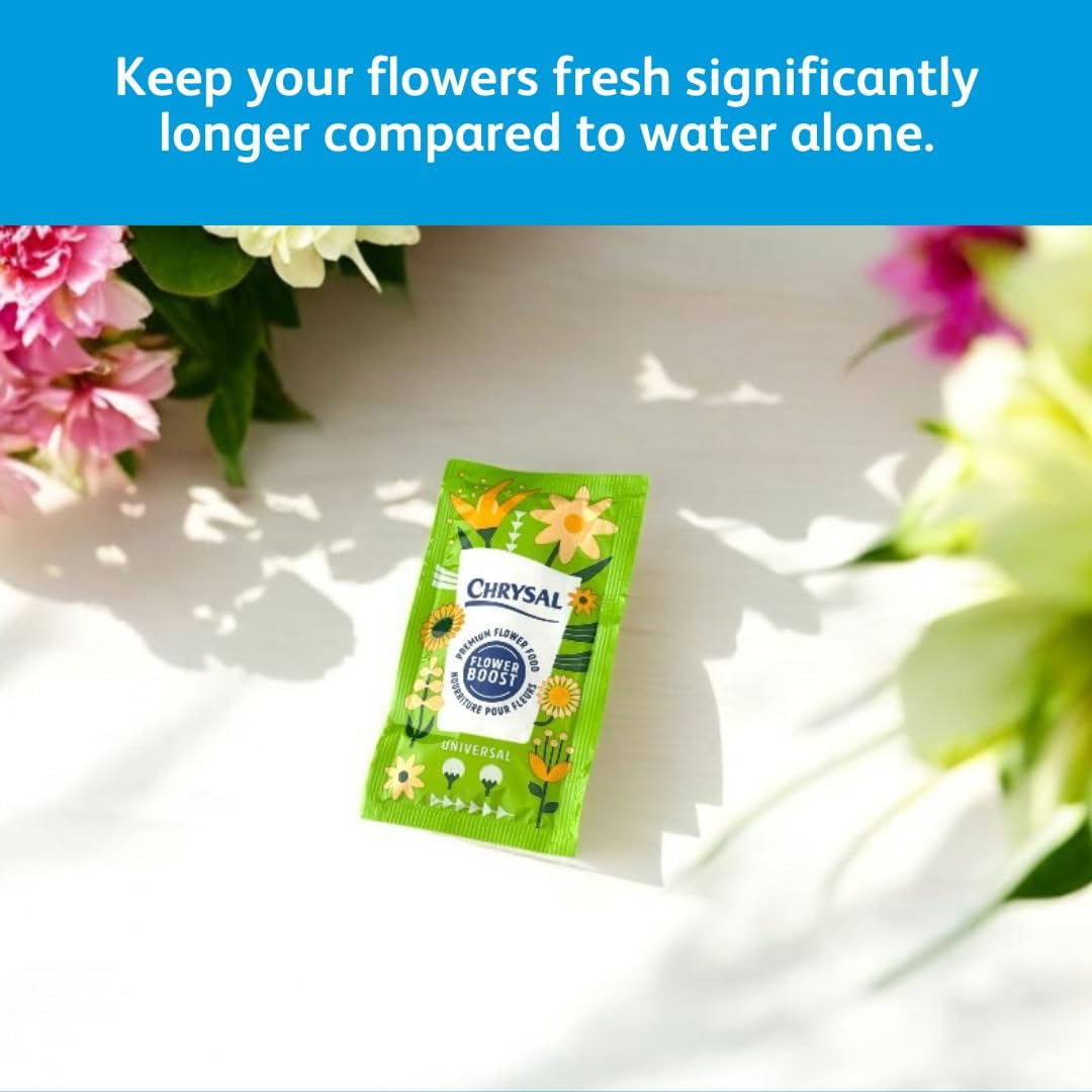 Chrysal Flower Boost – Clear Flower Food Packets for Flower Arrangements & Bouquets – Floral Supplies for Fresh Flowers – Fresh Flower Arrangements Supplies (10g - 100 Ct)