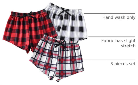 Milumia Girl's 3 Pieces Casual Plaid Print Comfy Summer Fall Shorts