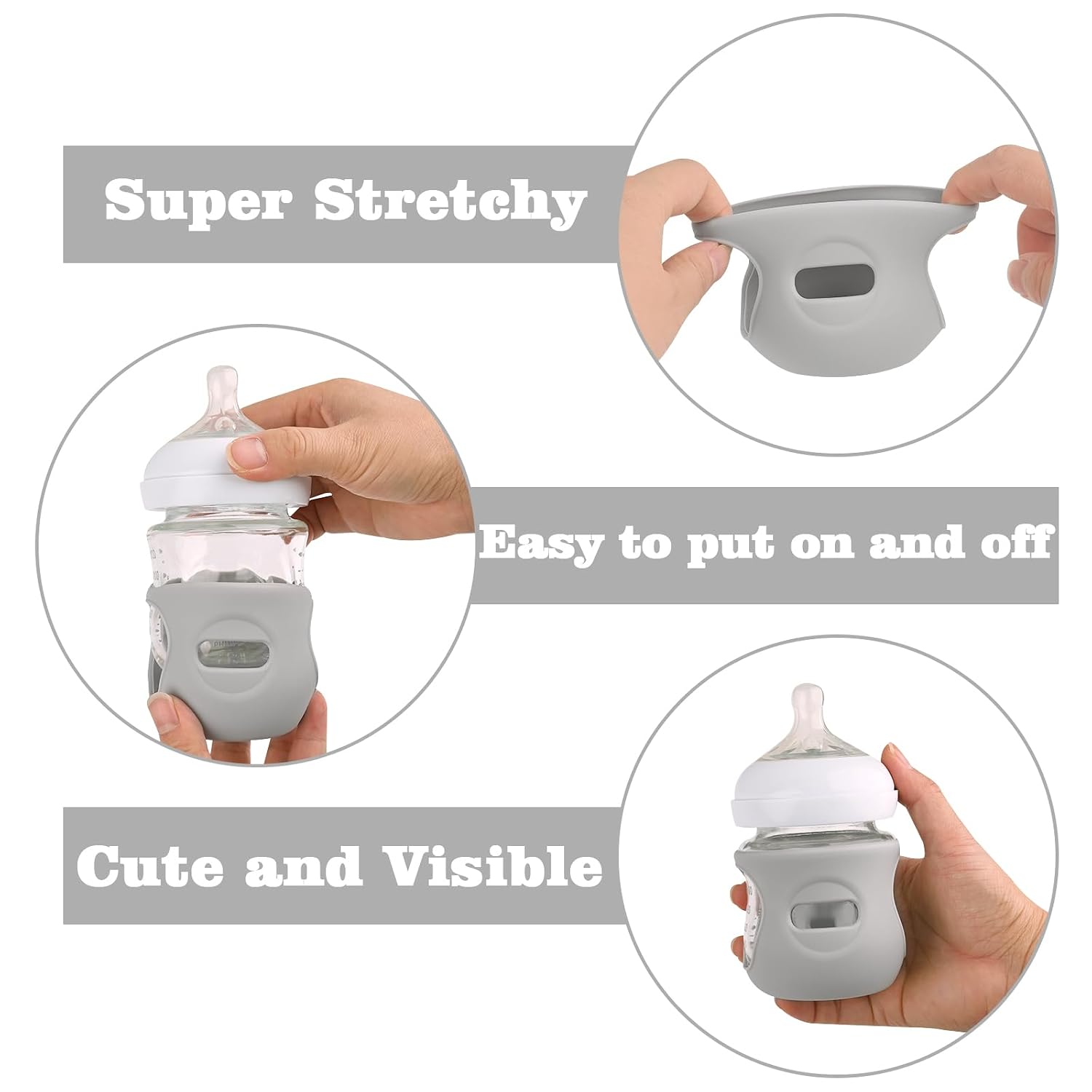 3 Pack Silicone Sleeves for Avent Natural Glass Baby Bottles 4 oz