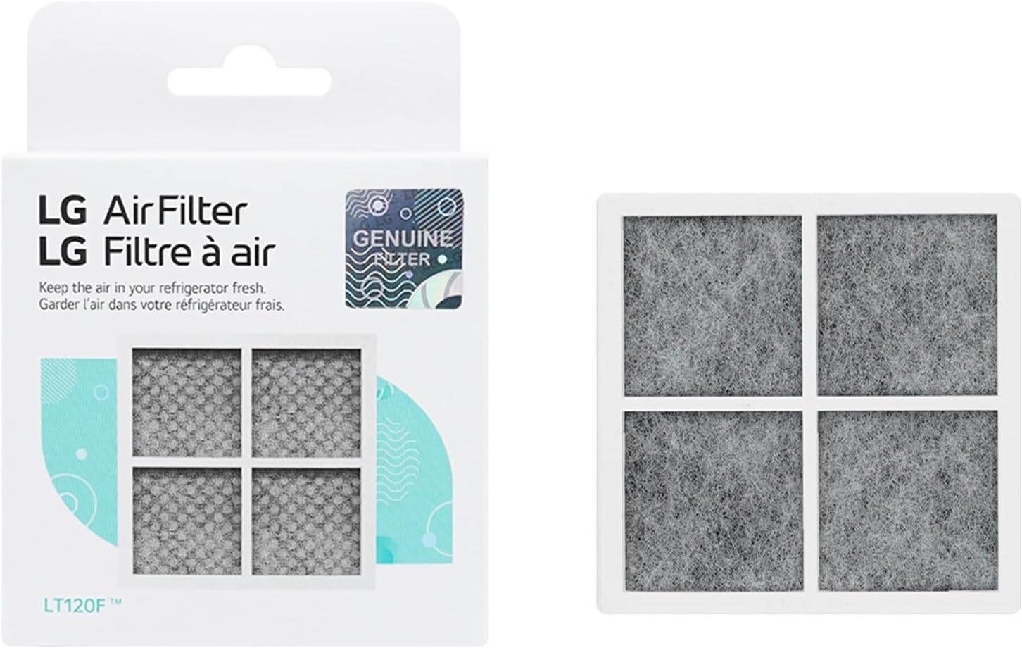 LG 6 Month (LT120F) Replacement Refrigerator Air Filter, 1 Count (Pack of 1), White