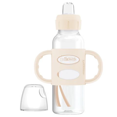 Dr. Brown's Milestones Narrow Sippy Spout Bottle with Handles, Ecru, 1-Pack