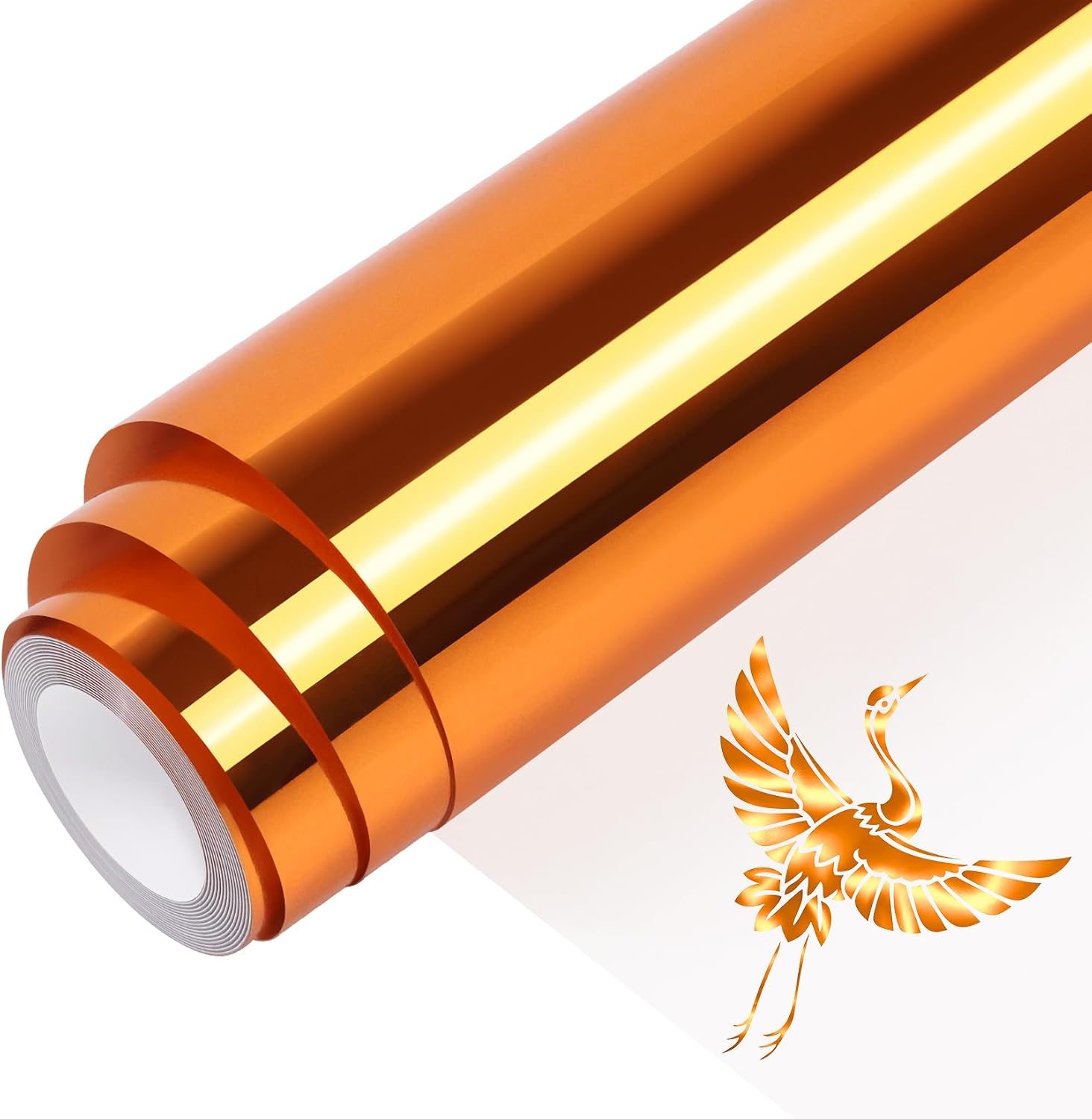 Orange Soft Metallic Foil Iron On Vinyl Roll, 12" x 5ft Heat Transfer Vinyl