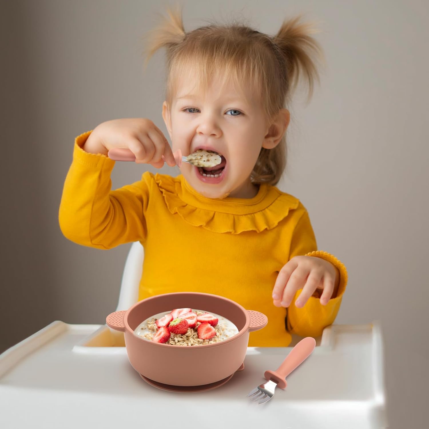 Eascrozn 3 Pack Baby Bowls, Suction Bowls for Baby Toddlers, BPA Free