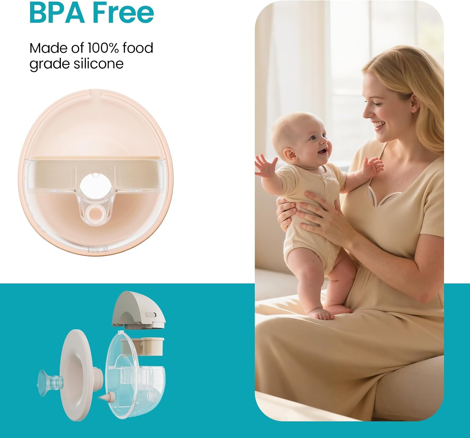 Paruu P16 Replacement Full Set Collector Cup, Only Compatible with P16 Wearable Breast Pump (150ml, 24mm Flange), Original Accessories（Nude, 1 Set
