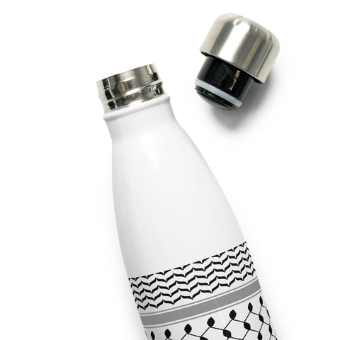 Generic Kufiyeh Bottle, Kefiyeh Stainless Steel Water Bottle, Kuffiyeh Palestine Black and White, 17 Ounce