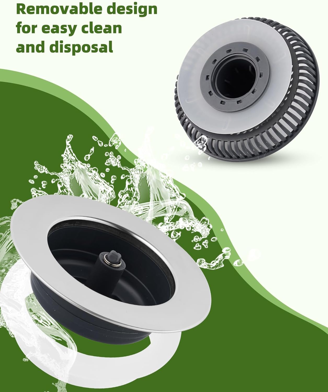 Universal 2PCS Kitchen Sink Strainer Stopper Combo, 3 in 1 Pop Up
