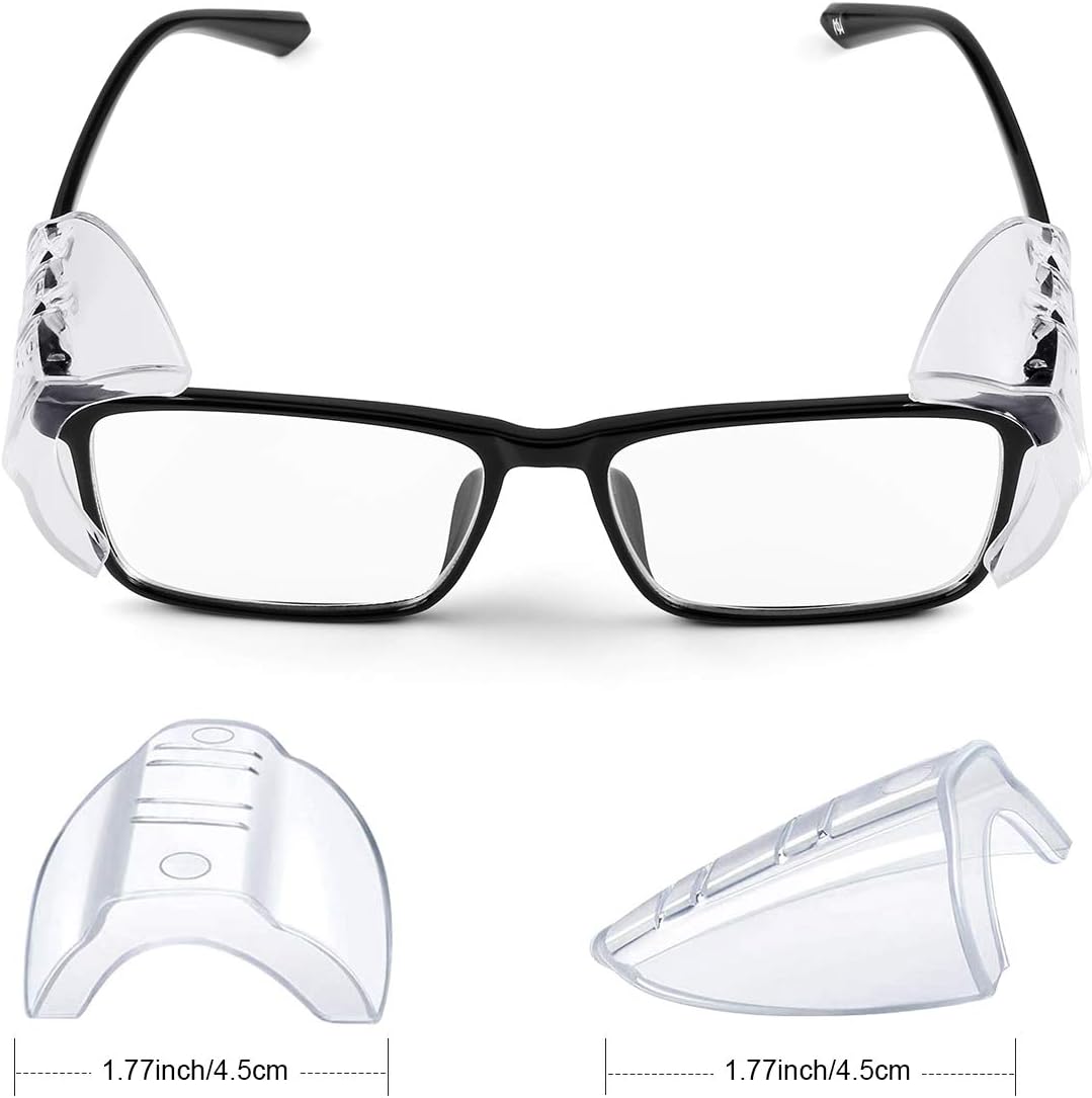 MELASA Safety Glasses Side Shields for Glasses, Slip on Clear Eye Glasses