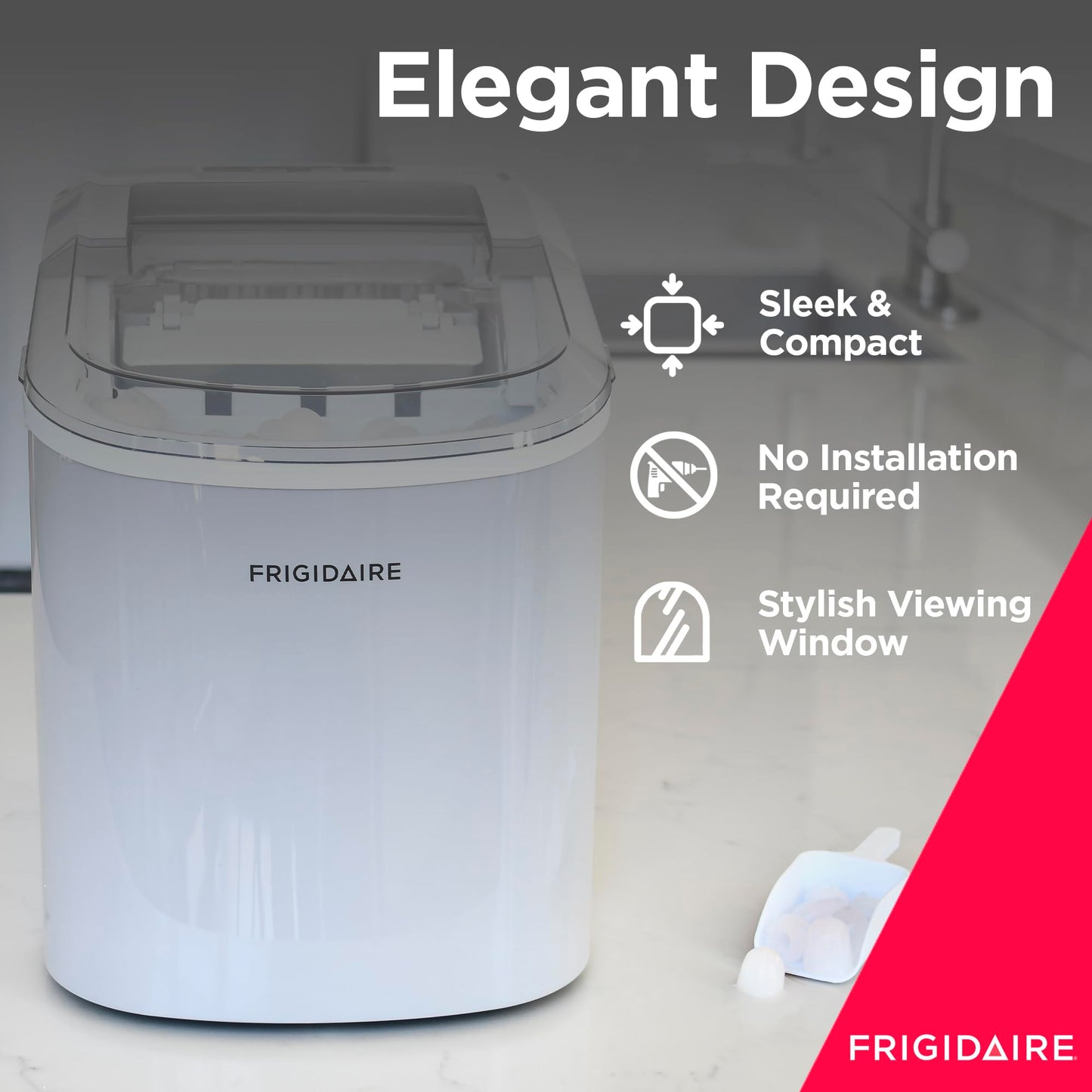 FRIGIDAIRE EFIC189-Silver Compact Ice Maker, 26 lb per Day, Silver (Packaging May Vary)