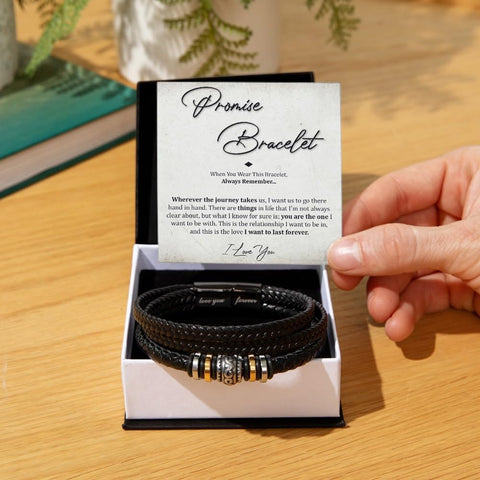 Promise Bracelet, Romantic Gift for Boyfriend, Appreciation Bracelet for Boyfriend, Men Bracelets Gift, Braided Leather Bracelets Lettering Love You Forever Jewelry Gifts For Man With Message Card