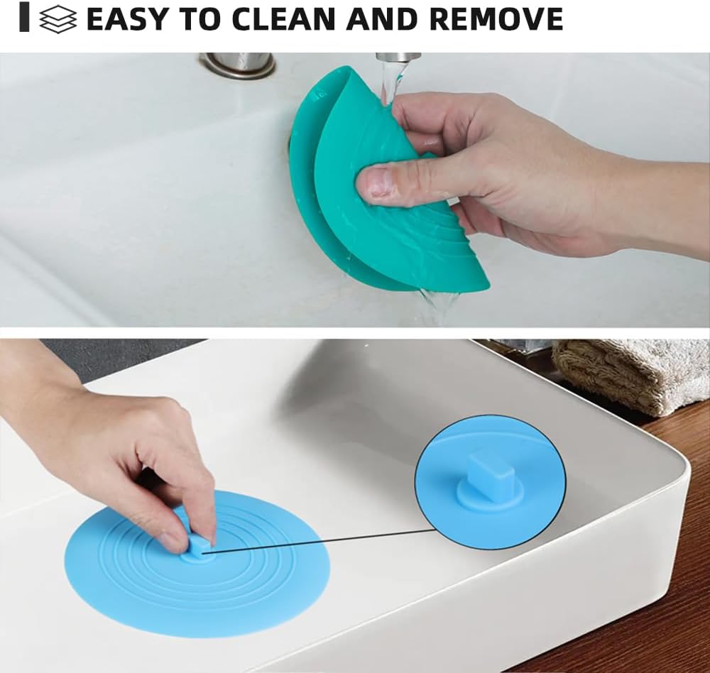 Tub Stopper 2PCS,Bathtub Drain Stopper,6 inches Bathtub Tub Drain Cover Stopper,Silicone Drain Plug,Kitchen Bathroom Hair Water Shower Stopper,Large Bathroom Laundry Accessories (Blue/Green)