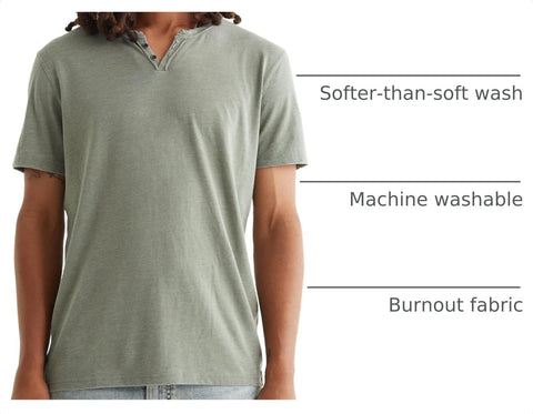 Lucky Brand Men's Venice Burnout Notch Neck Tee Shirt