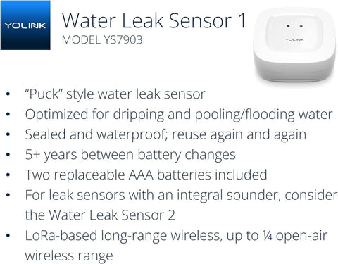 YoLink Water Leak Sensor 1 Kit: 6-Pack + Hub