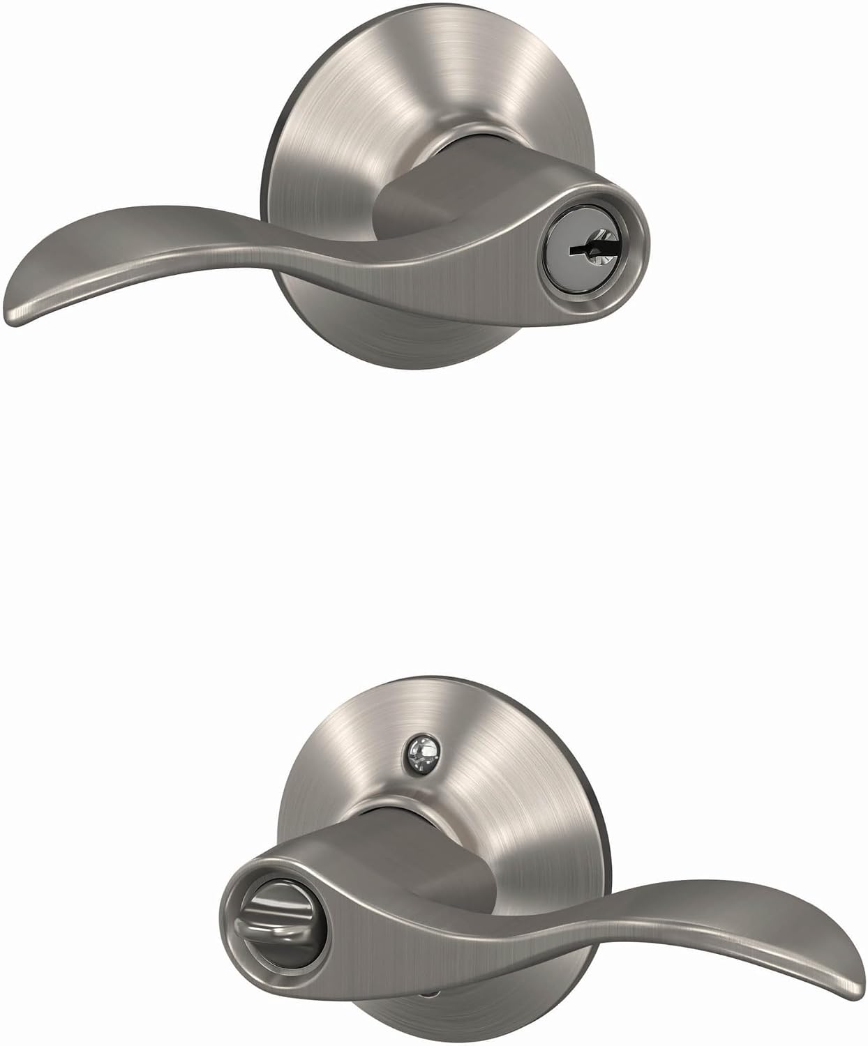 SCHLAGE Accent Keyed Entry Door Handle, Reversible, Satin Nickel