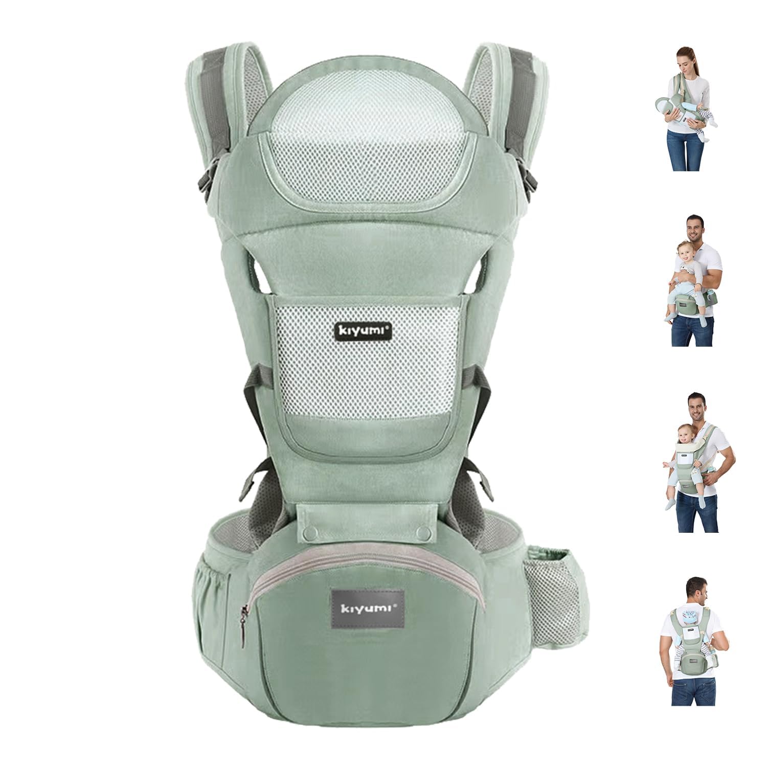 KIYUMI 6-in-1 Baby Carrier Newborn to Toddler with Hip Seat Ergonomic