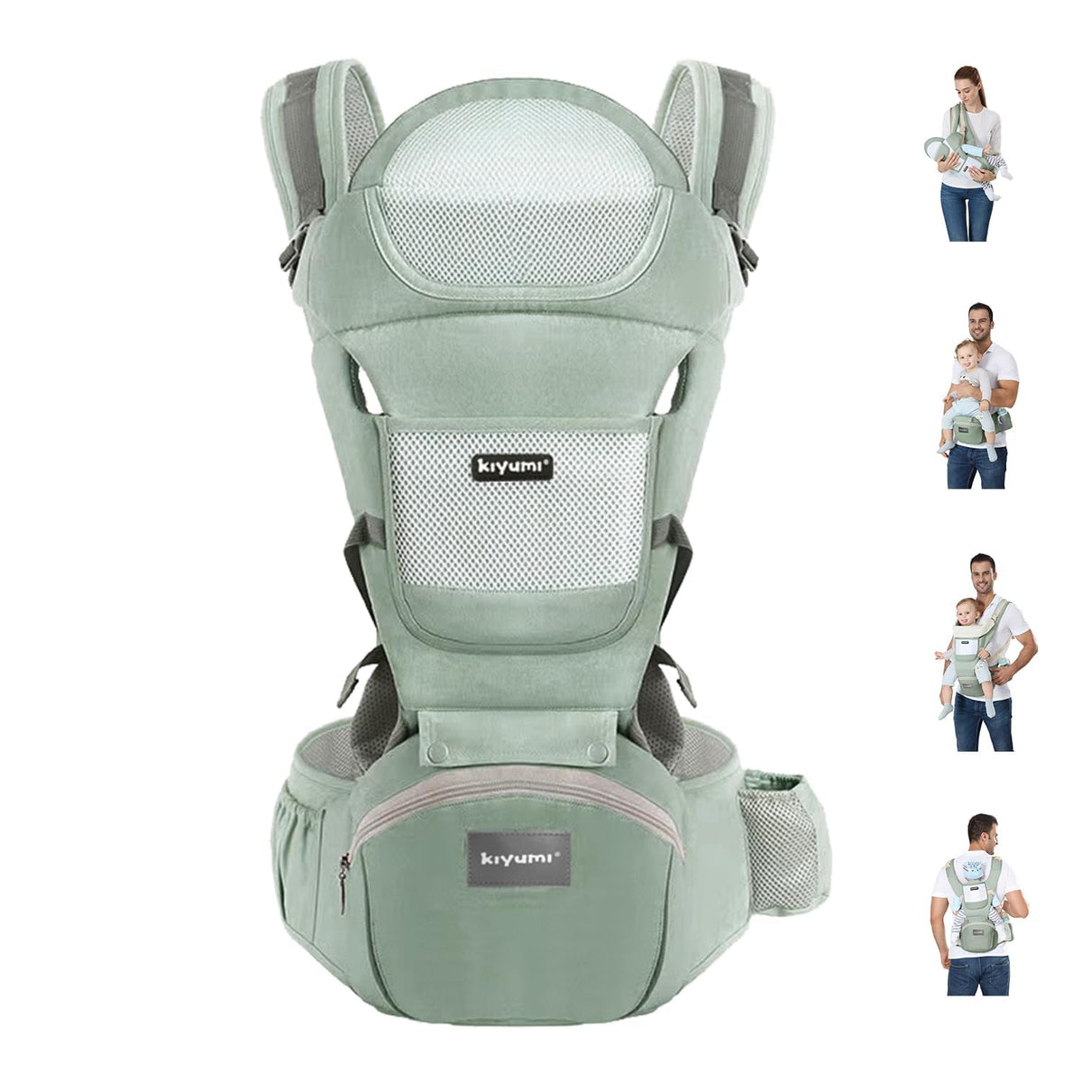 KIYUMI 6-in-1 Baby Carrier Newborn to Toddler with Hip Seat Ergonomic