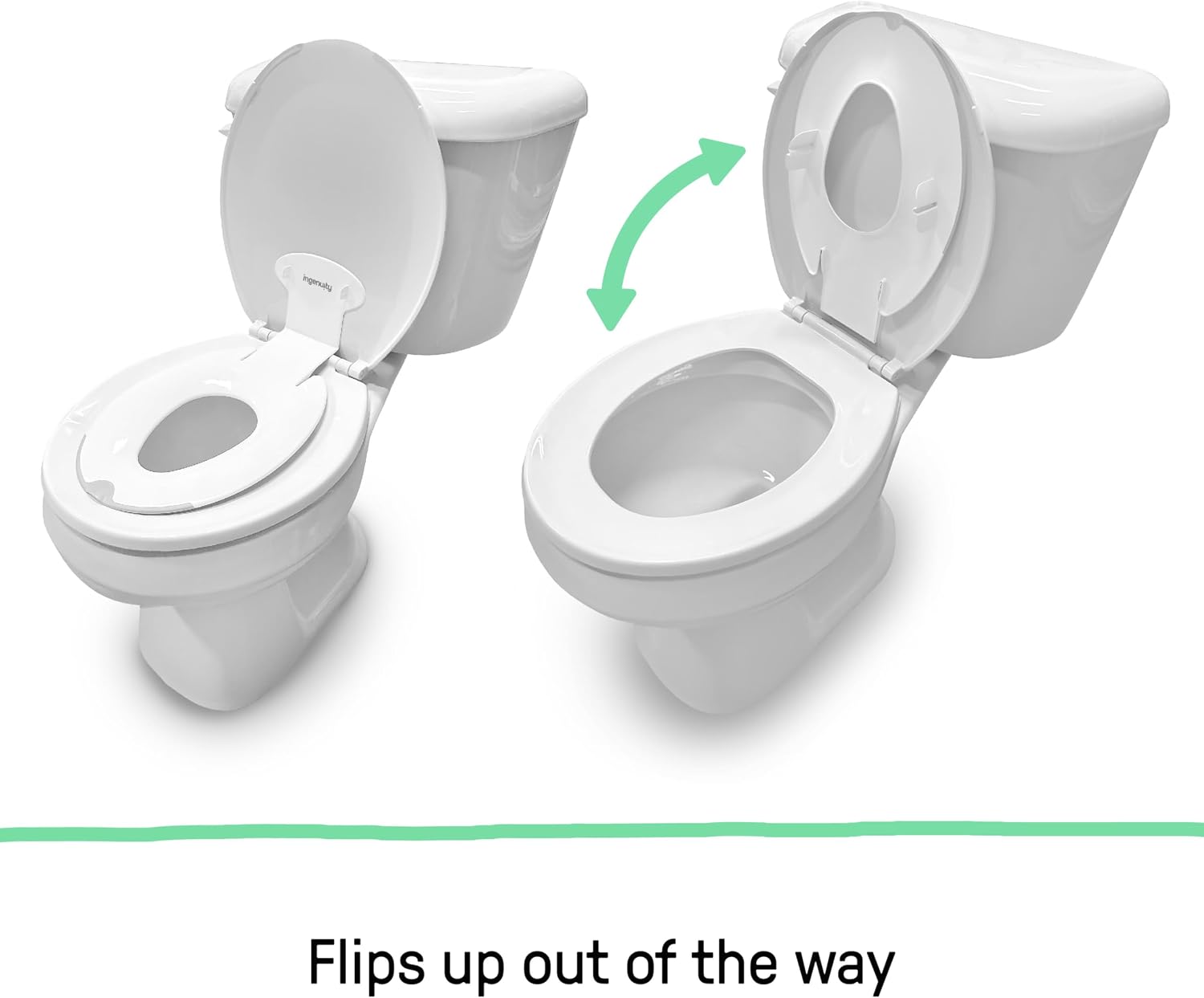Ingenuity: ity by Ingenuity Flip & Sit Potty Seat (White) – Easy to Set Up & Remove Potty Training Seat That Attaches to Adult Toilet Seat