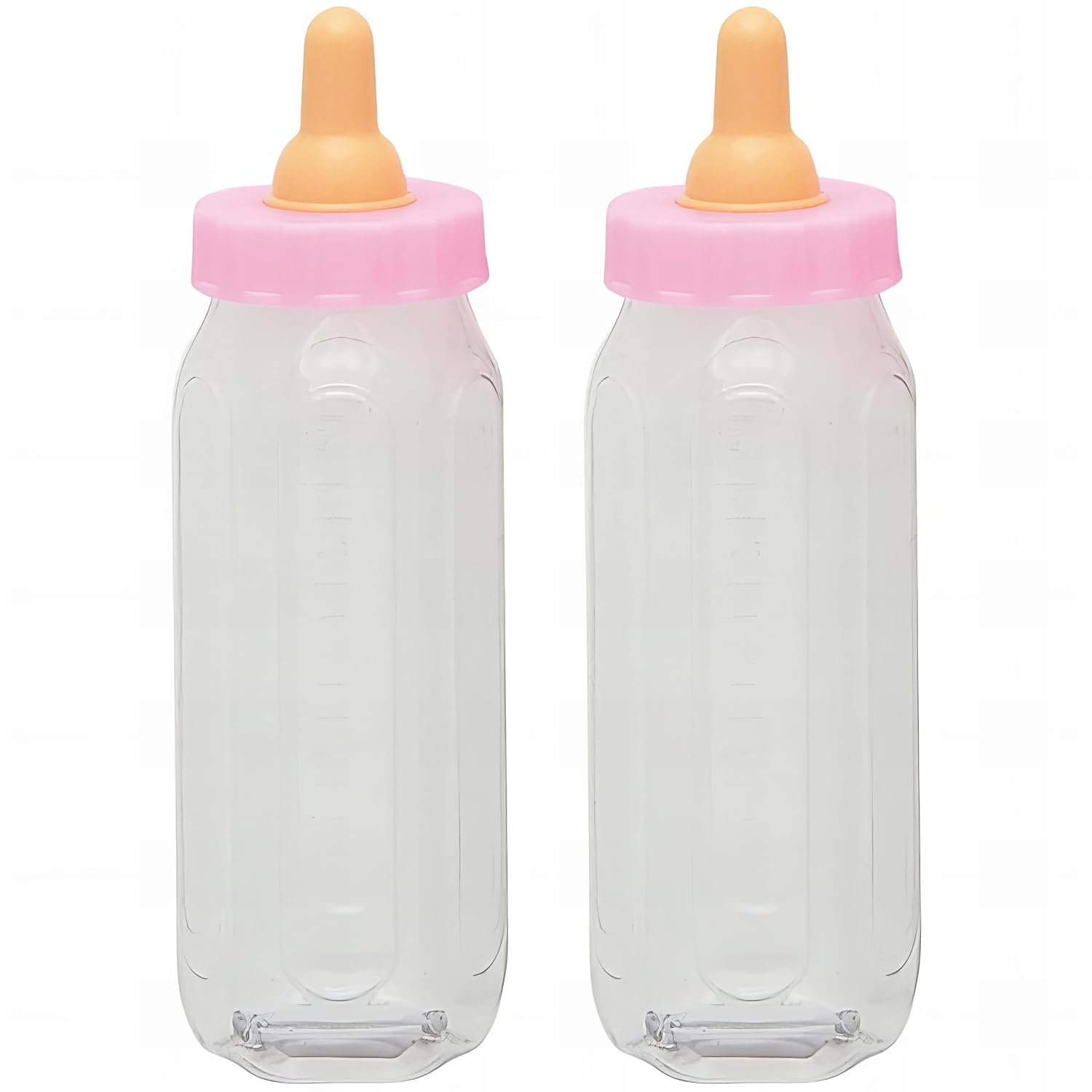Adorable Pink Fillable Baby Bottle Favors - 5", Set of 2 - Premium Plastic Keepsake Gifts - Perfect For Showers, Gender Reveals & Baby Celebrations