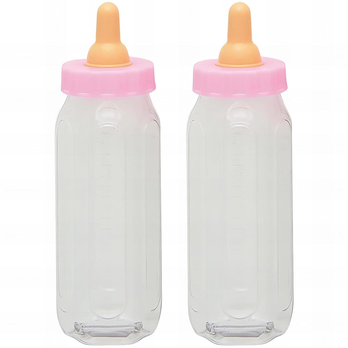 Adorable Pink Fillable Baby Bottle Favors - 5", Set of 2 - Premium Plastic Keepsake Gifts - Perfect For Showers, Gender Reveals & Baby Celebrations