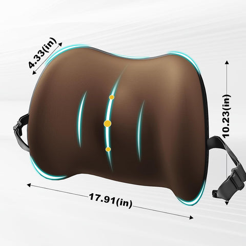 BYMECOST Cooling Lumbar Support Pillow for Car,Memory Foam Car Back Cushion
