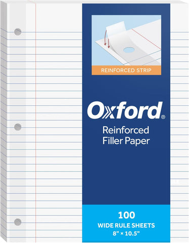 Oxford Reinforced Lined Loose Leaf Notebook Paper, College Rule, 100 Sheets