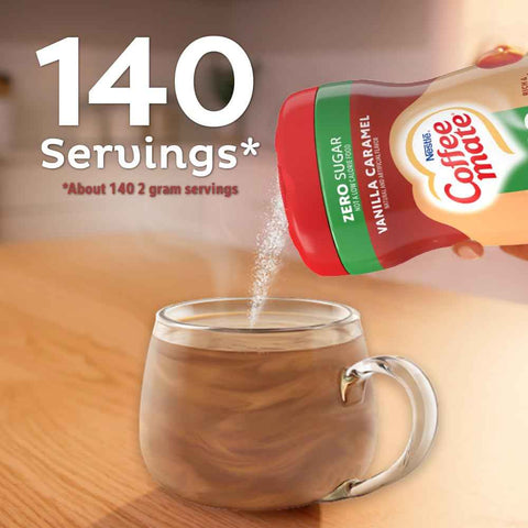 Coffee-mate Vanilla Caramel, Zero Sugar Powdered Coffee Creamer, 10.2 Ounce (Pack of 6) | Powdered coffee creamer; vanilla caramel; zero sugar; 6 x 10.2 oz