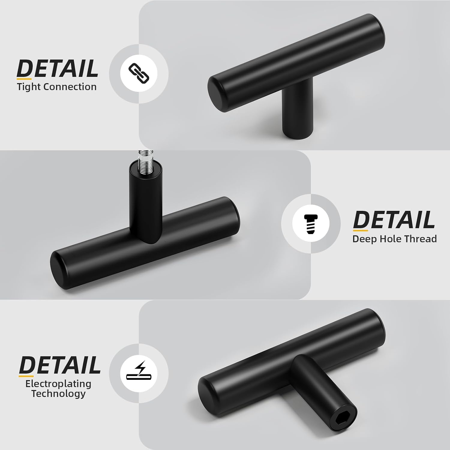 Goldenwarm 5 Pack Black Cabinet Knobs Matte Black Drawer Knobs, 2Inch