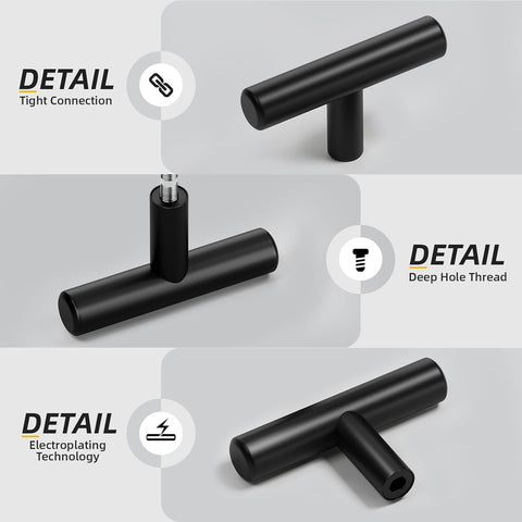 Goldenwarm 5 Pack Black Cabinet Knobs Matte Black Drawer Knobs, 2Inch