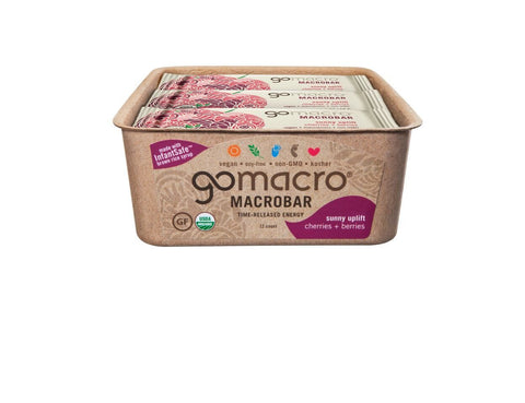 GoMacro MacroBar Organic Vegan Snack Bars - Cherries + Berries (2.0 Ounce Bars, 12 Count)