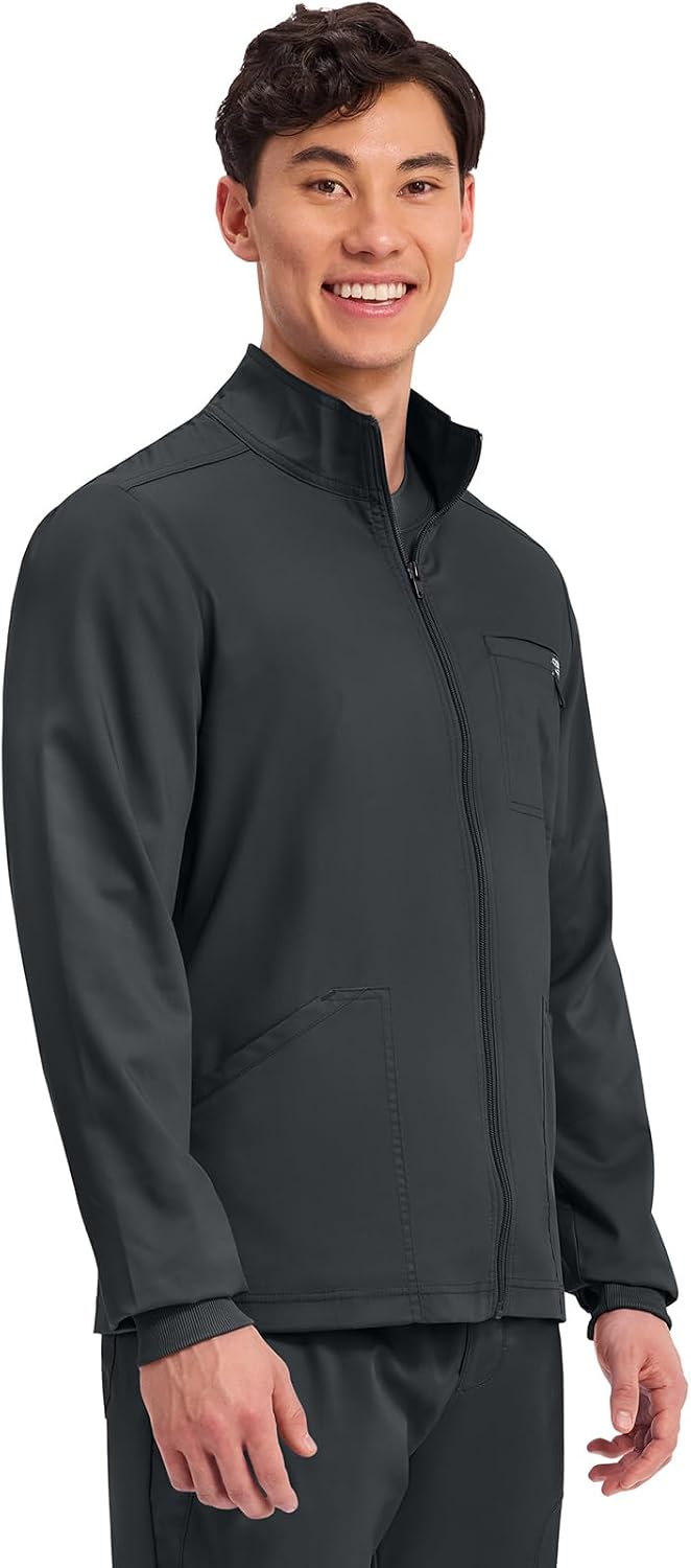 Cherokee WW Revolution Scrubs Jacket for Men Zip Front 5 Pockets