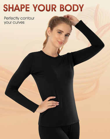 MANCYFIT Thermal Underwear for Women Long Johns Set Fleece Lined Ultra Soft