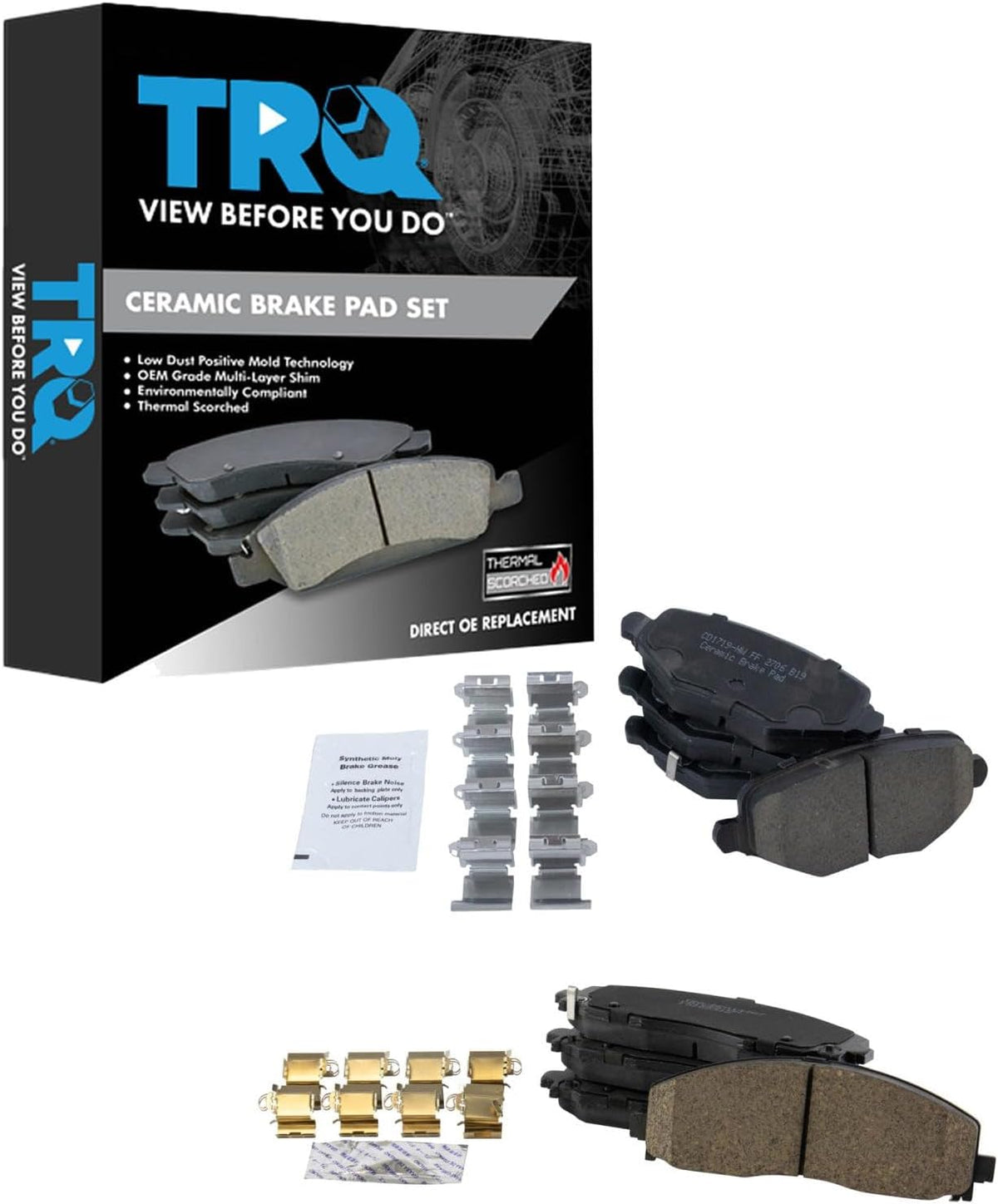 TRQ Front and Rear Brake Pad Set Ceramic Hardware