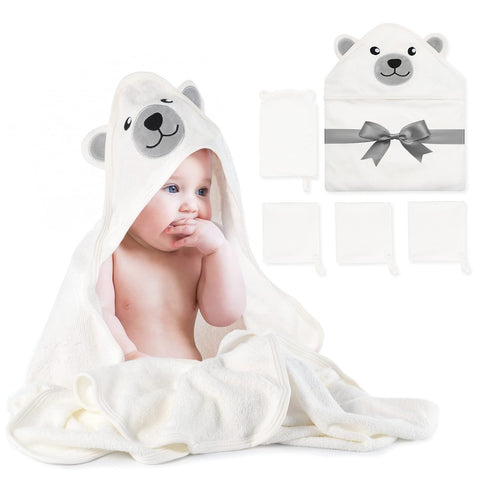 Momcozy Baby Towel, 5pcs Baby Bath Towel Set, Soft&Breathable, Bear