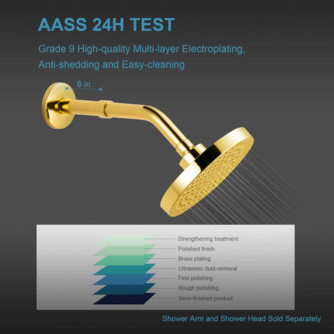 OFFO Shower Head Extension Arm, Shower Arm Extension Shower Head Extender Made of 304 Stainless Steel Shower Pipe Extension, Bright Gold 6 in