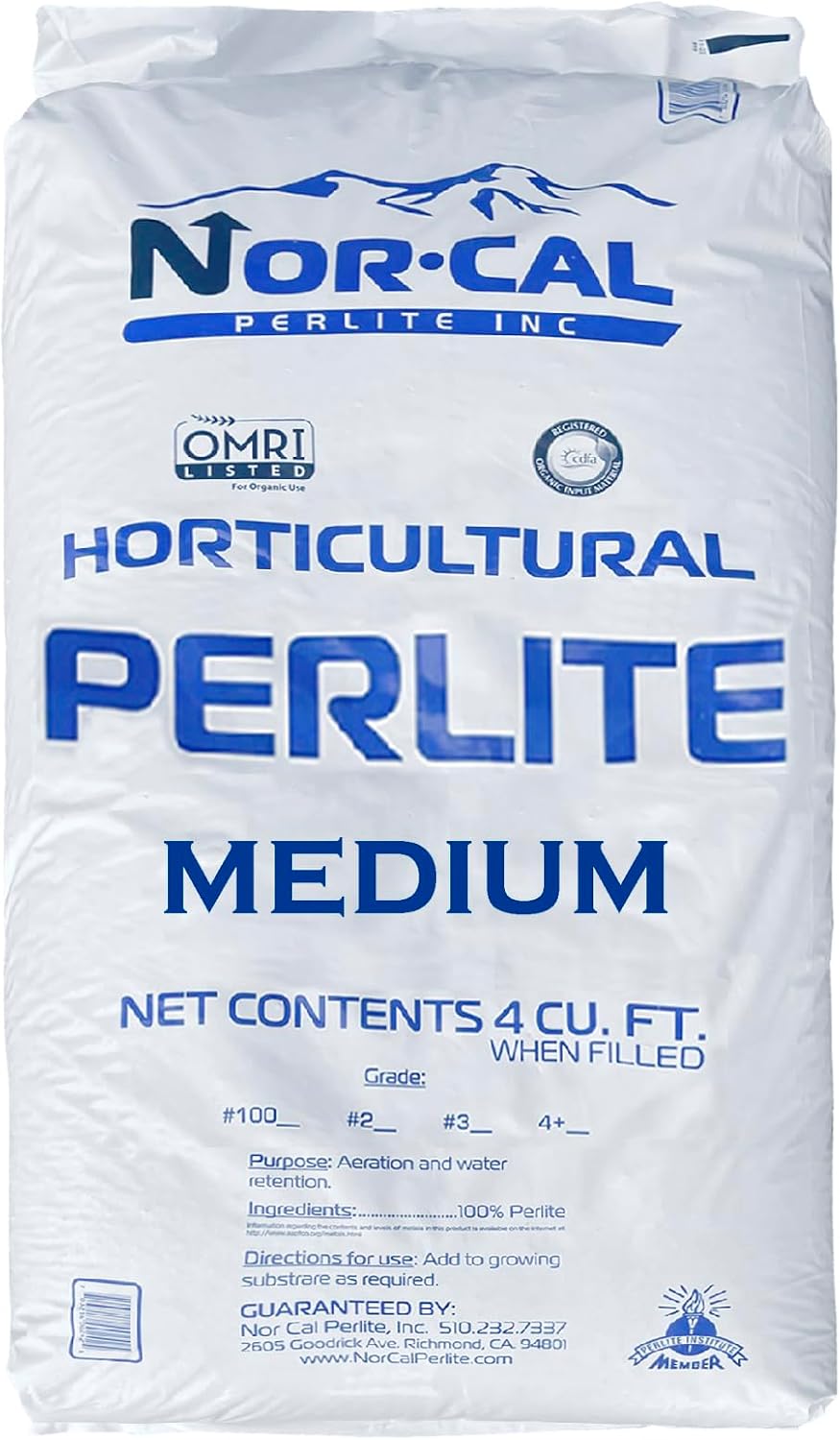 Norcal Perlite Horticultural Organic Certified Premium Screened Coarse Garden Indoor Outdoor Plants Soil and Drainage 4 Cubic Feet (103 Quarts) 1 Bag NEW