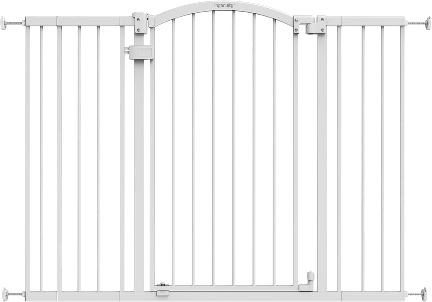 Ingenuity Extra Tall & Wide Safety Pet and Baby Gate, 29.5"-53" Wide, 38" Tall, Pressure or Hardware Mounted, Install on Wall or Banister in Doorway or Stairway, Auto Close Walk-Thru Door - White
