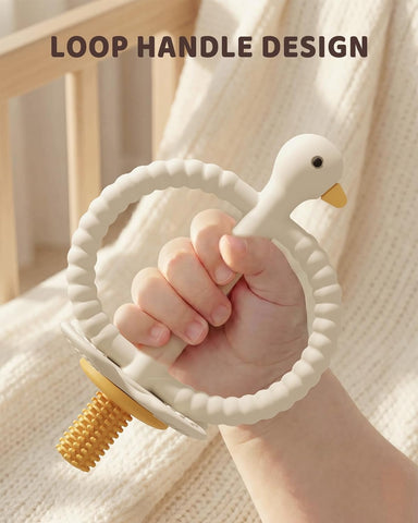 ChooKaChoo 2-in-1 Baby Teething Toys & Training Toothbrush, Silicone Teether for Babies 3-12 Months, Double Ring Easy-Grip Design, Multi-Texture Gum Massage, BPA Free Food-Grade Silicone