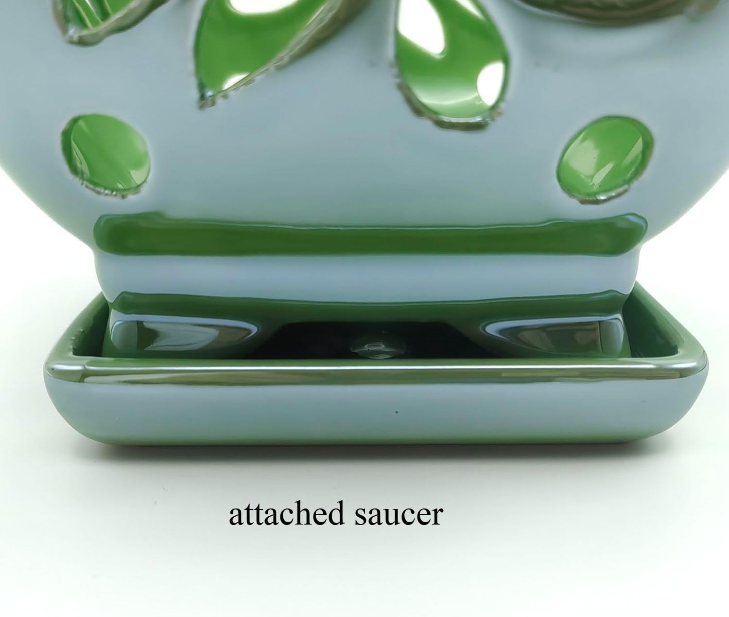 Orchid Pots with Holes Ceramic Orchid Planter Pots Square 5.5 inch (Green)