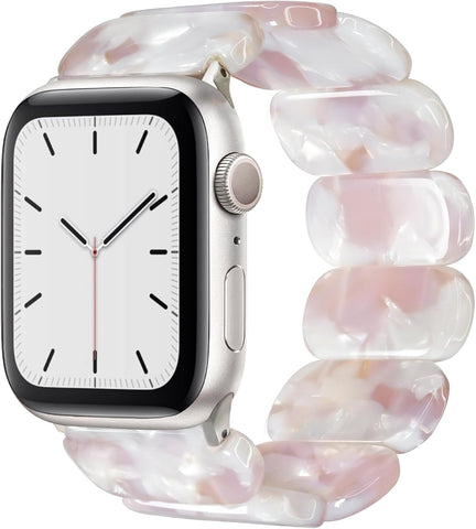 Heesch Tortoise Stretchy Watch Band Compatible with Apple Watch Resin Cute Watch Strap Wristband for iWatch Bracelet for Women Men Girls, 38/40/41mm, 42/44/45/46/49mm, Oval Version