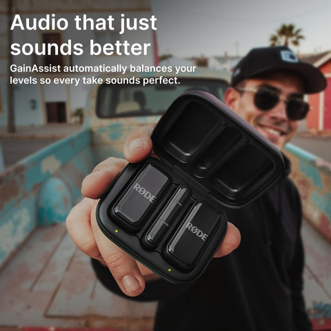 RØDE Wireless Micro - Compact Wireless Microphone, Two Mics with Charge Case for Smartphone Content Creation - USB-C, Black