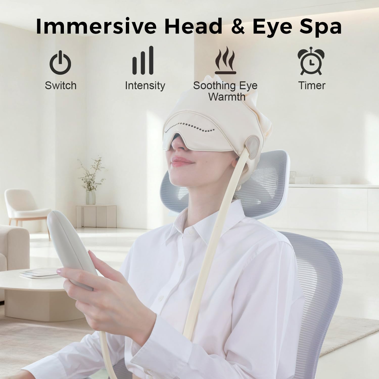 FSA Eligible HSA Approved Head Massager for Headaches, Eye Massager with Heat, 2200 mAh Electric Rechargeable Head Tool for Stress Relief, Migraine Relief Massager for Forehead, 6 Zone Kneading