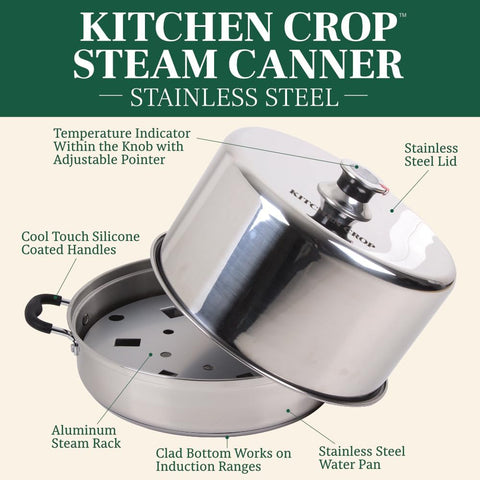 Kitchen Crop Steam Canner with Temperature Indicator (Stainless Steel Steam Canner)