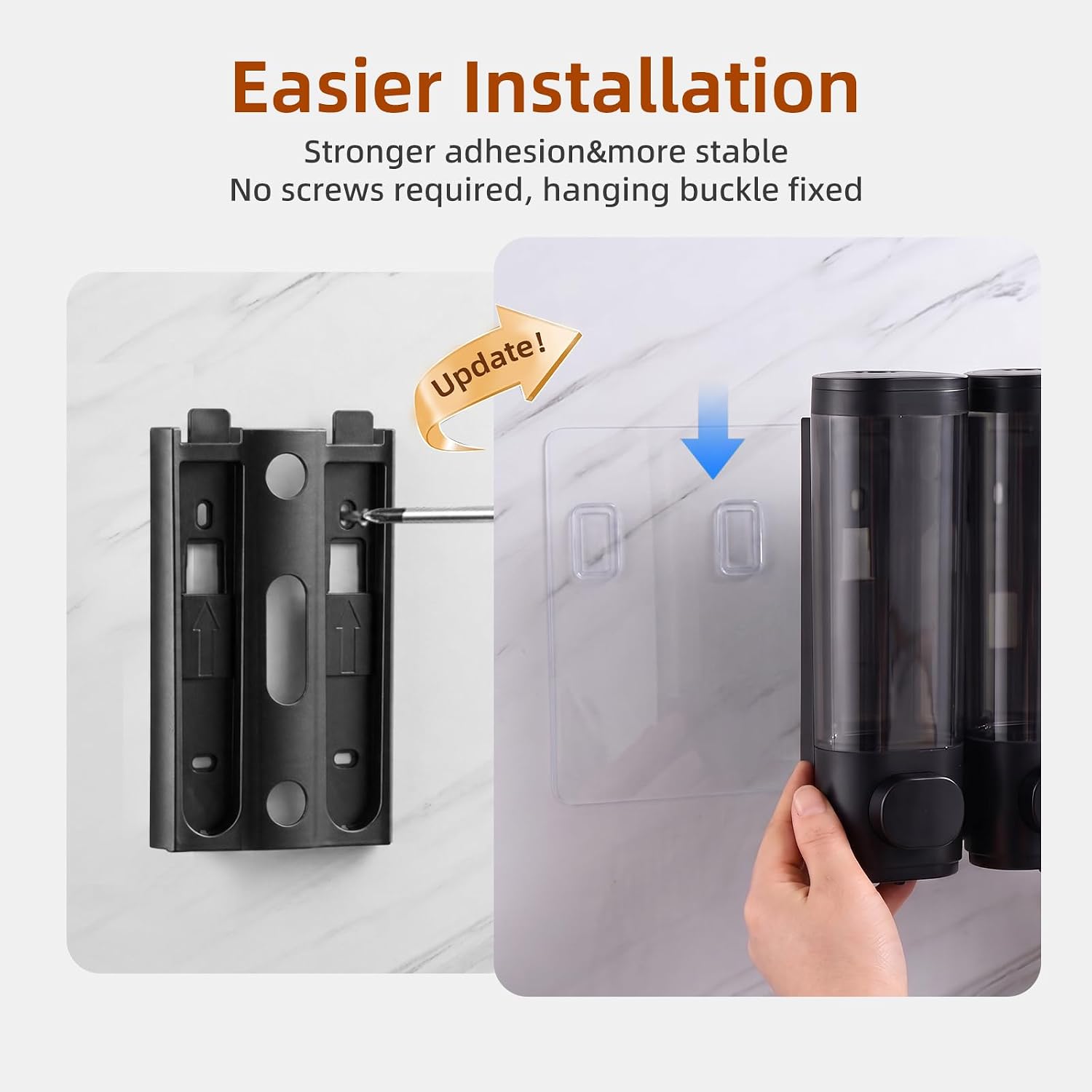 Cabo Deseado Shampoo and Conditioner Dispenser,Shower Soap Dispenser 2 Chamber No DrillShampoo Dispenser for Shower Wall Mounted Shower Dispenser Body Wash for Bathroom Hotel Black
