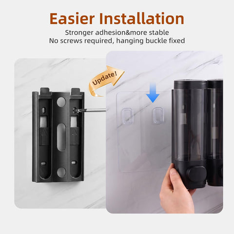 Cabo Deseado Shampoo and Conditioner Dispenser,Shower Soap Dispenser 2 Chamber No DrillShampoo Dispenser for Shower Wall Mounted Shower Dispenser Body Wash for Bathroom Hotel Black