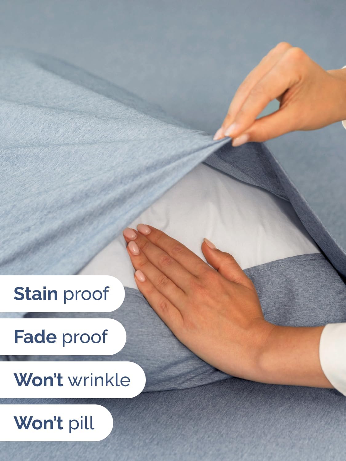 Extra Deep Pocket Twin Sheet Set - Breathable & Cooling - Heathered Blue