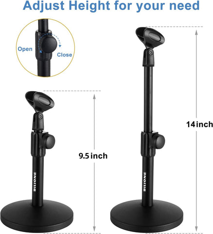 BILIONE Versatile Desktop Microphone Stand, Mic Stand Kit for Desk