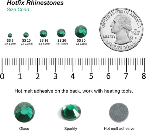 Hotfix Rhinestones Bulk, Emerald, SS10, 15000pcs